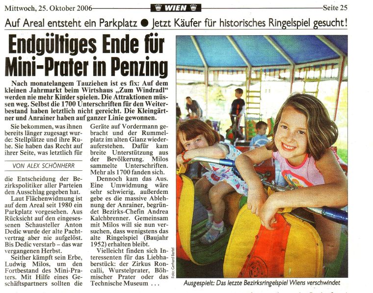 Endgltiges Ende fr Mini-Prater in Penzing!